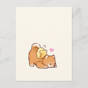 Mooie Puppy en Kuiken Briefkaart