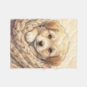Mooie puppy gewikkeld in een gebreide deken (Voorkant (Horizontaal))