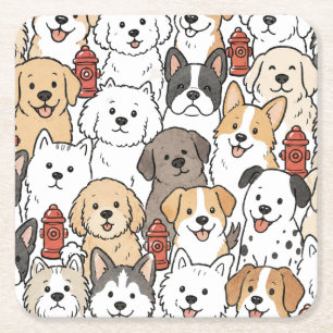 Mooie Puppy Hond en Brandkraan Papier Onderzetter