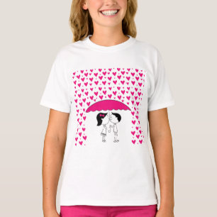 Mooie Puppy Hond & Hartjes Meisjes T-shirt - Licht