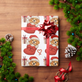 Mooie Puppy in Kerstsok Cadeaupapier