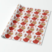 Mooie Puppy in Kerstsok Cadeaupapier (Uitgerold)