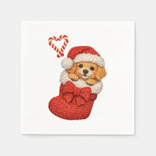 Mooie Puppy in Kerstsok Servet