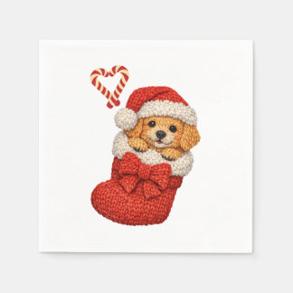 Mooie Puppy in Kerstsok Servet