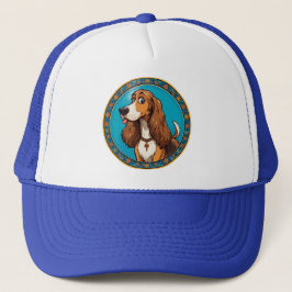 Mooie puppy kleurrijk cartoonstijl ontwerp trucker pet