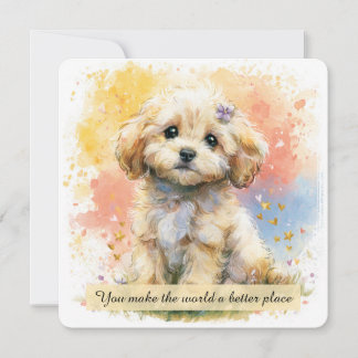 Mooie Puppy Moedkaart Aquarel Hond Kaart