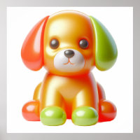 Mooie Puppy Muur Kunst Poster Rode Groene Oren Hon
