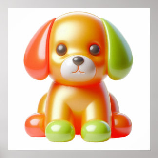 Mooie Puppy Muur Kunst Poster Rode Groene Oren Hon