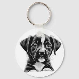 Mooie Puppy Portret Sleutelhanger – Aardige Hond L