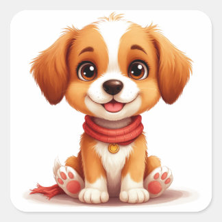 Mooie Puppy Portret Voor Hondenliefhebbers Vierkante Sticker