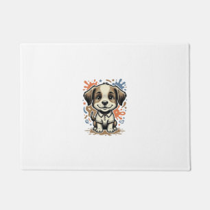 Mooie Puppy Spat Gravure Vector Ontwerp_1 Deurmat