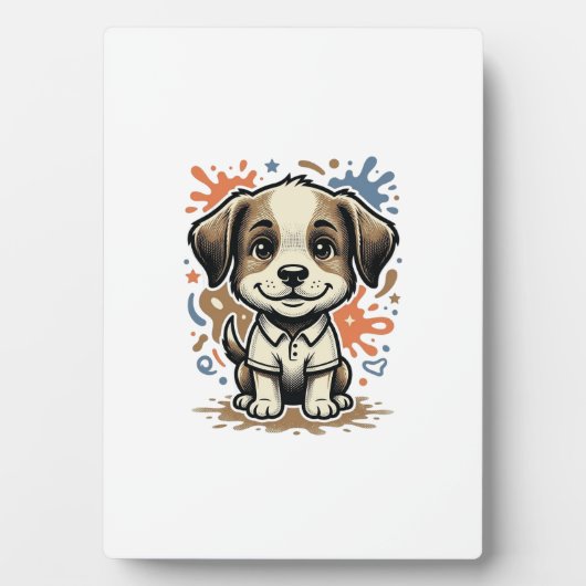 Mooie Puppy Spat Gravure Vector Ontwerp_1 Fotoplaat (voorkant)