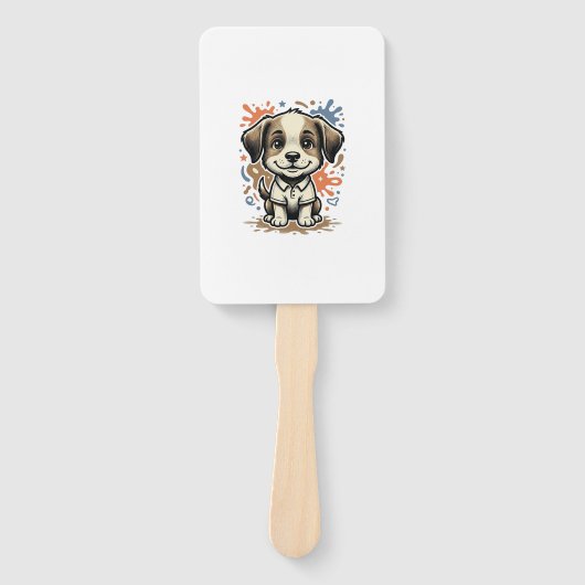 Mooie Puppy Spat Gravure Vector Ontwerp_1 Handwaaier (Voorkant)