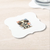 Mooie Puppy Spat Gravure Vector Ontwerp_1 Kartonnen Onderzetters (Gekanteld)