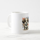 Mooie Puppy Spat Gravure Vector Ontwerp_1 Koffiemok (Voorkant links)