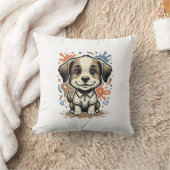 Mooie Puppy Spat Gravure Vector Ontwerp_1 Kussen (Deken)