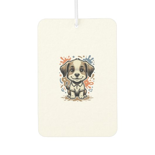 Mooie Puppy Spat Gravure Vector Ontwerp_1 Luchtverfrisser (Voorkant)