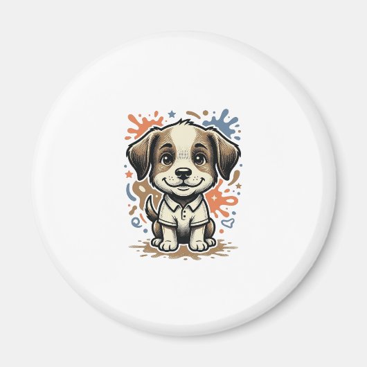 Mooie Puppy Spat Gravure Vector Ontwerp_1 Magneet (Voorkant)