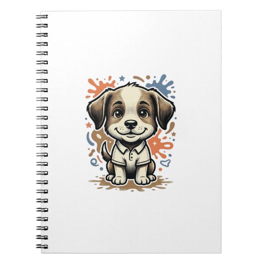 Mooie Puppy Spat Gravure Vector Ontwerp_1 Notitieboek (Voorkant)