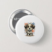 Mooie Puppy Spat Gravure Vector Ontwerp_1 Ronde Button 5,7 Cm (Voorkant /achterkant)