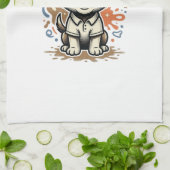 Mooie Puppy Spat Gravure Vector Ontwerp_1 Theedoek (Gevouwen)