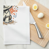 Mooie Puppy Spat Gravure Vector Ontwerp_1 Theedoek (Quarter Fold)