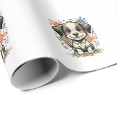 Mooie Puppy Spat Gravure Vectorontwerp_1 Cadeaupapier (Rol Hoek)
