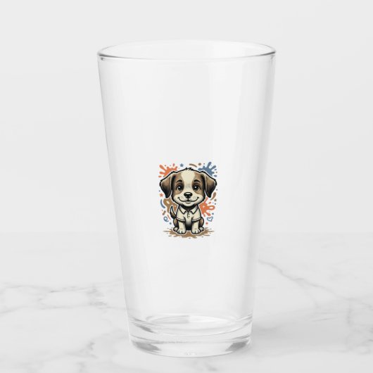 Mooie Puppy Spat Gravure Vectorontwerp_1 Glas (Voorkant)