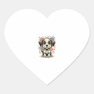 Mooie Puppy Spat Gravure Vectorontwerp_1 Hart Sticker