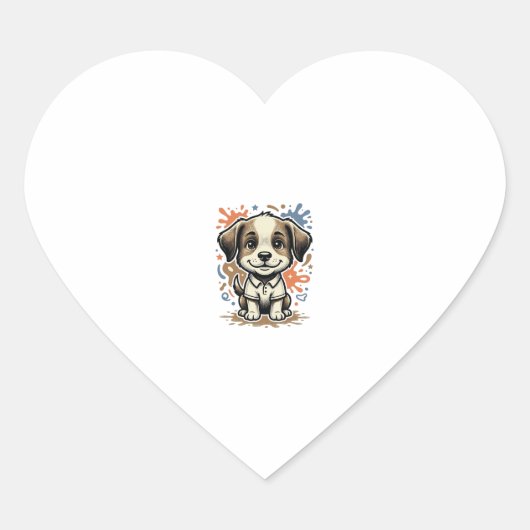 Mooie Puppy Spat Gravure Vectorontwerp_1 Hart Sticker (Voorkant)