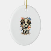Mooie Puppy Spat Gravure Vectorontwerp_1 Keramisch Ornament (Rechts)