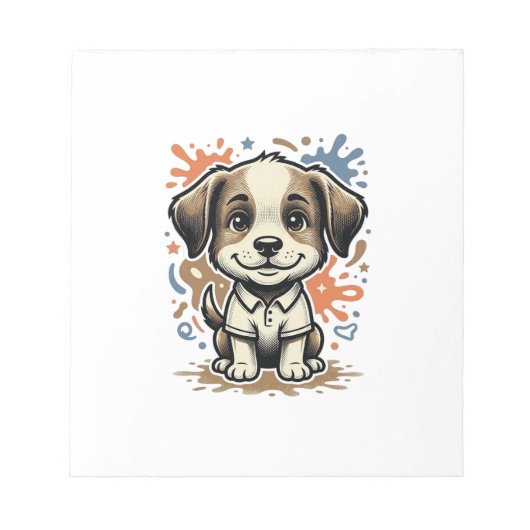 Mooie Puppy Spat Gravure Vectorontwerp_1 Notitieblok (Voorkant)