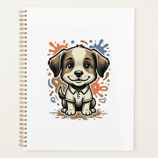 Mooie Puppy Spat Gravure Vectorontwerp_1 Planner (Voorkant)