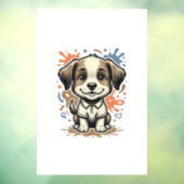 Mooie Puppy Spat Gravure Vectorontwerp_1 Raamsticker (Vel 3)