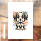 Mooie Puppy Spat Gravure Vectorontwerp_1 Raamsticker (Vel 2)