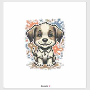Mooie Puppy Spat Gravure Vectorontwerp_1 Sticker