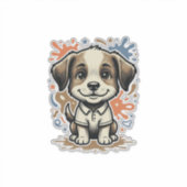 Mooie Puppy Spat Gravure Vectorontwerp_1 Sticker (Voorkant)