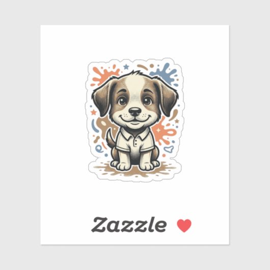 Mooie Puppy Spat Gravure Vectorontwerp_1 Sticker (Vel)