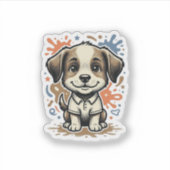 Mooie Puppy Spat Gravure Vectorontwerp_1 Sticker (Voorkant)