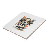 Mooie Puppy Spat Gravure Vectorontwerp_1 Tegeltje (Zijkant)
