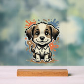 Mooie Puppy Spatgravure Vectorontwerp_1 Acryl Bord (Neutraal)