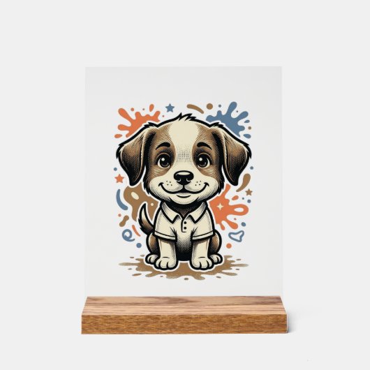 Mooie Puppy Spatgravure Vectorontwerp_1 Acryl Bord (Voorkant)