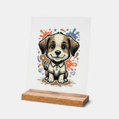 Mooie Puppy Spatgravure Vectorontwerp_1 Acryl Bord (Hoek)