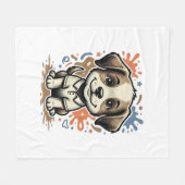 Mooie Puppy Spatgravure Vectorontwerp_1 Fleece Deken (Voorkant (Horizontaal))