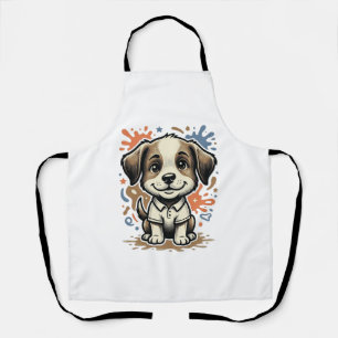 Mooie Puppy Spatgravure Vectorontwerp_1 Schort