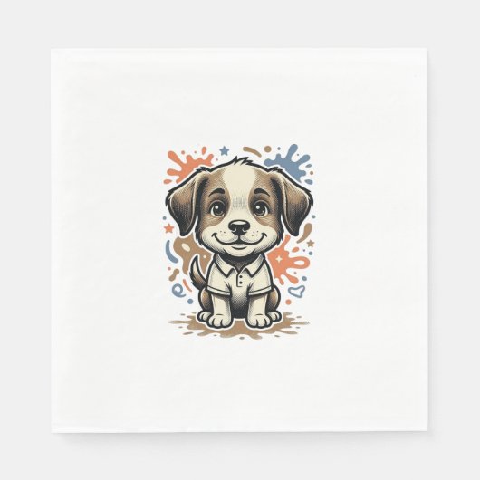 Mooie Puppy Spatgravure Vectorontwerp_1 Servet (Voorkant)