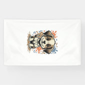Mooie Puppy Spatgravure Vectorontwerp_1 Spandoek (Horizontaal)