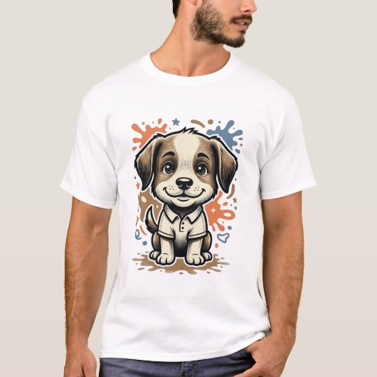 Mooie puppy spatgravure vectorontwerp_1 t-shirt (Voorkant)