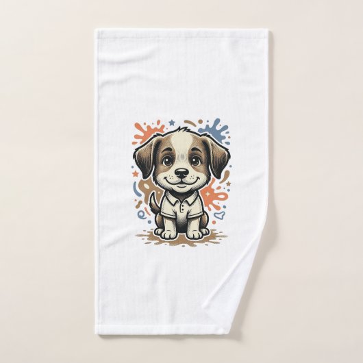 Mooie puppy spettergravure vectorontwerp_1 handdoek (Handdoek)