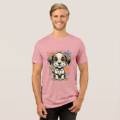 Mooie puppy spettergravure vectorontwerp_1 Tri-Blend shirt (Voorkant volledig)